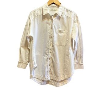 Free People We The Free Light Cream Button Oversized Shirt Size Small